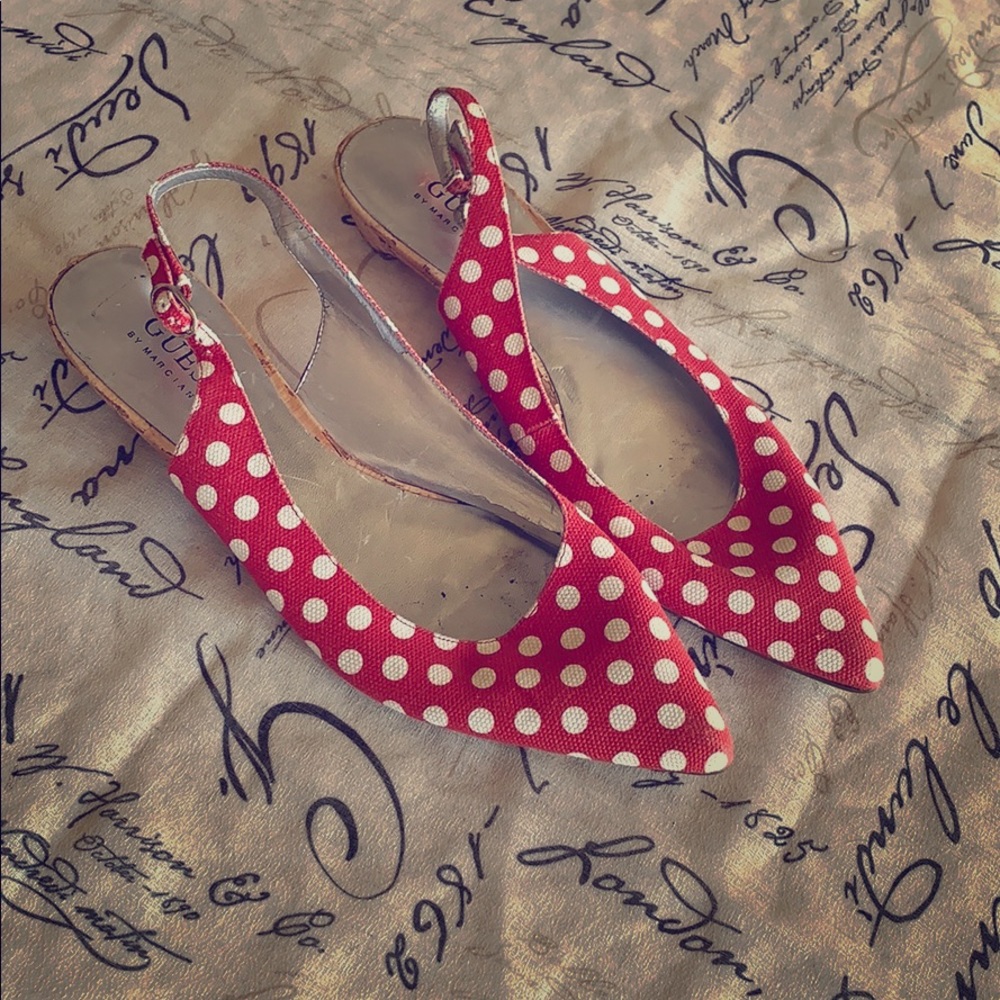 Guess by Marciano PolkaDot Pointed Toe Slingbacks